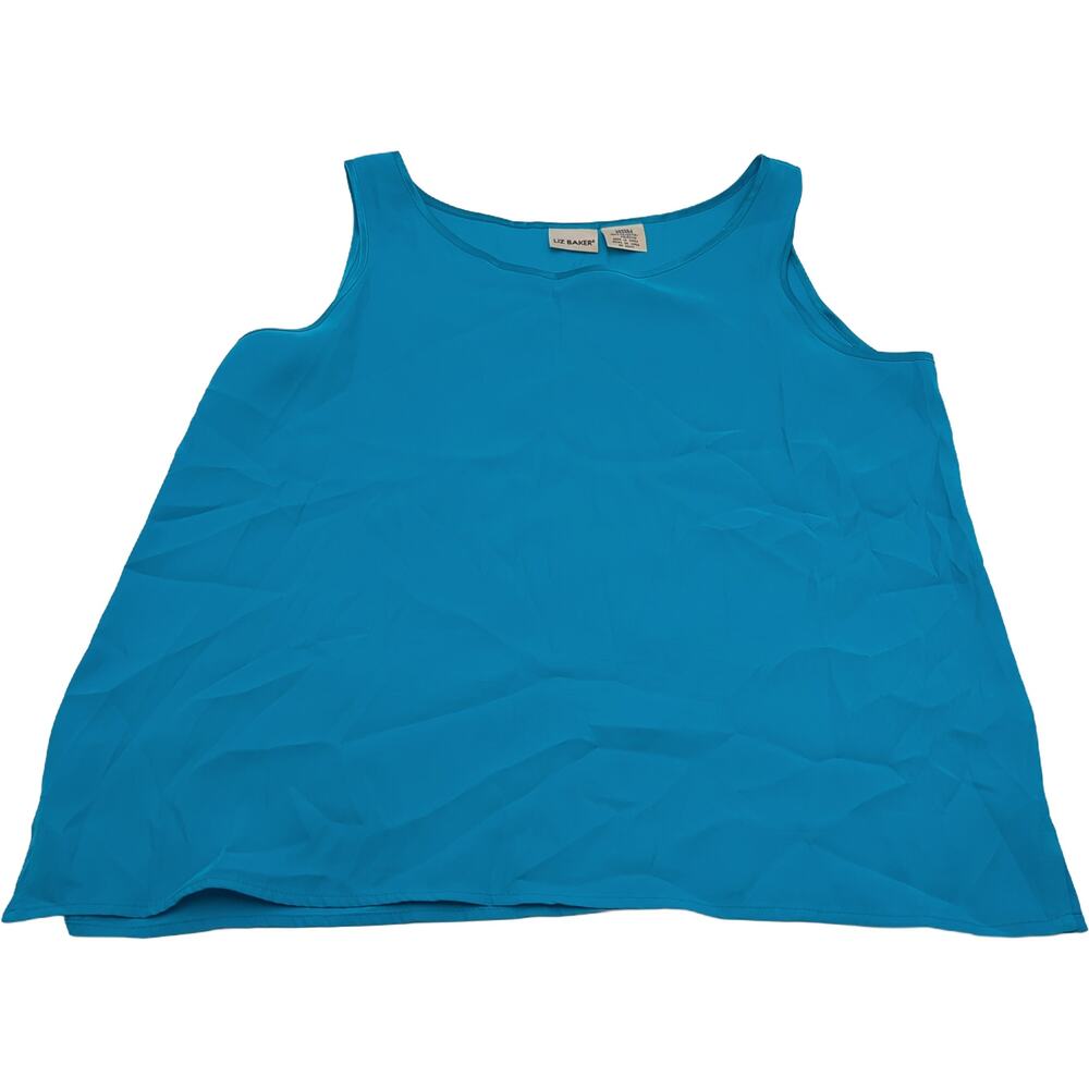LIZ BAKER Large Blue Women's Short Sleeve Top 100% Polyester